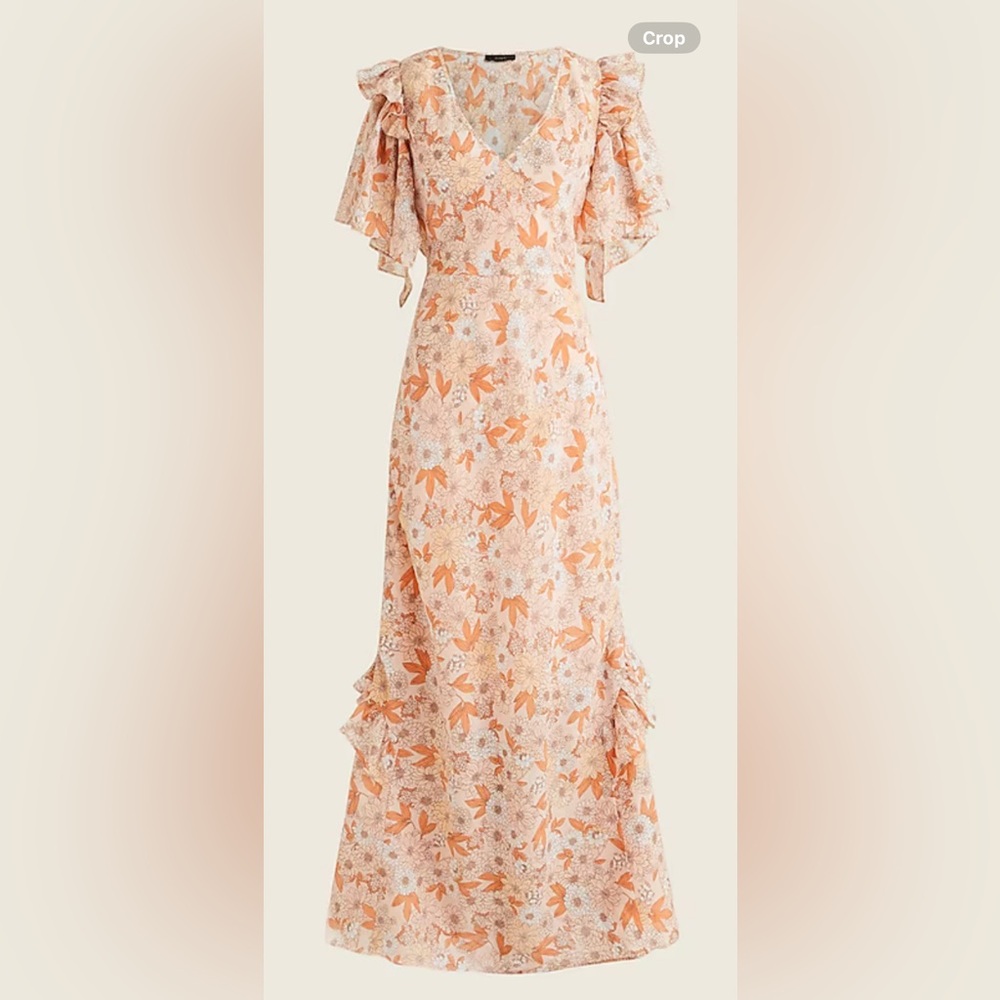 NWOT J.Crew collection size 4 ruffle sleeve maxi dress in Ramie